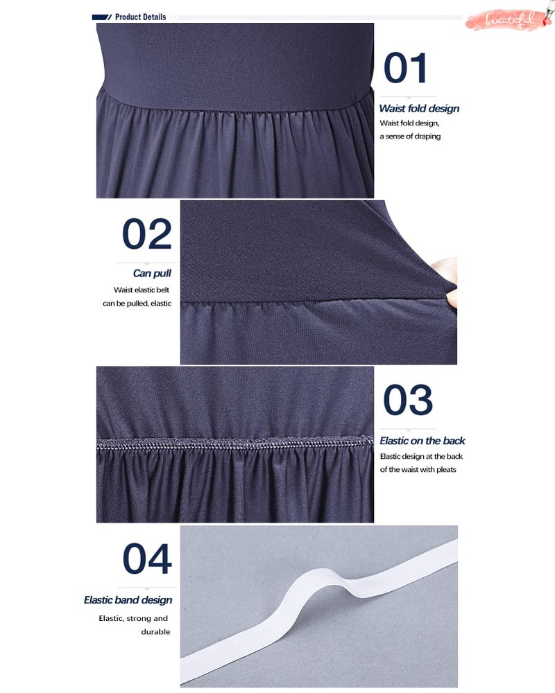 AUSELILY Women's Long Sleeve Dress Loose Plain Long Casual Maxi Dresses with Pockets 2026 New Purple Gray S - Image 2